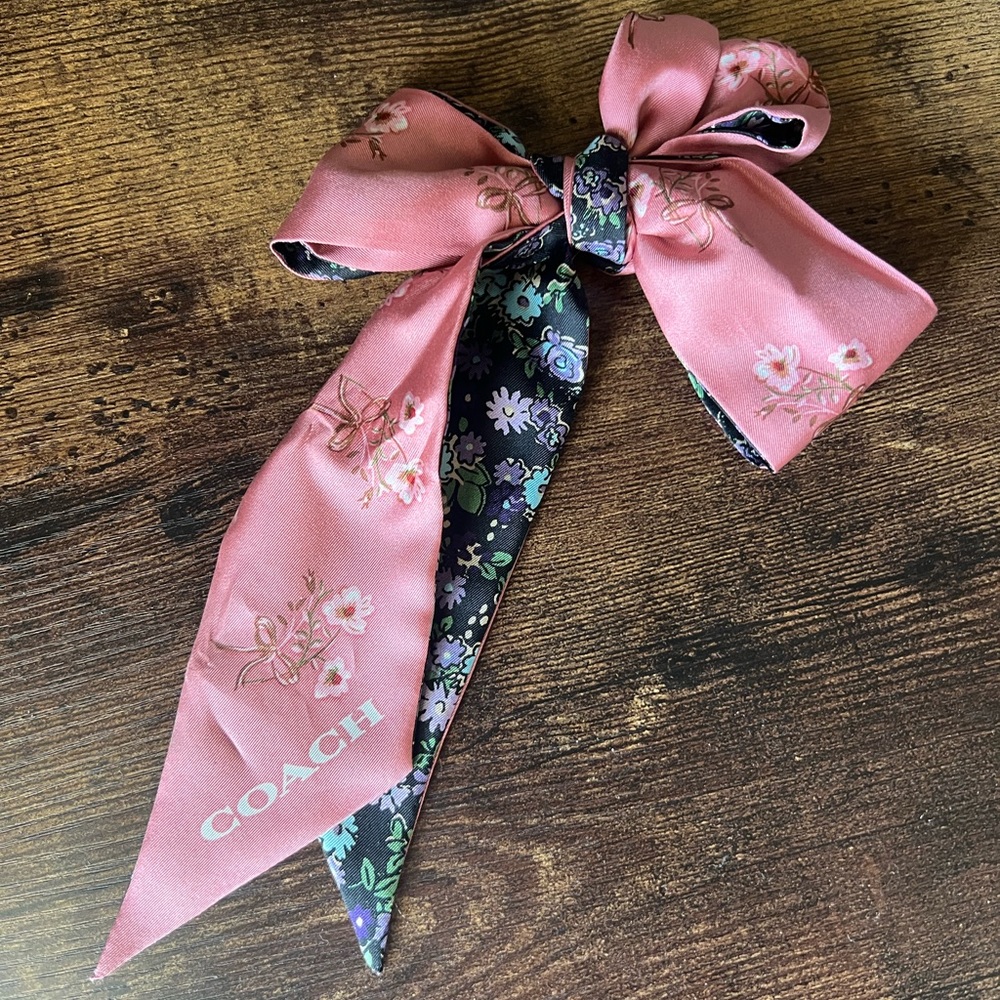 Coach Pink Floral Reversible Bag Scarf